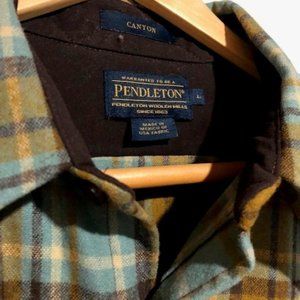 Pendleton Men's Wool Shirt, Pearl Snap, Size:L